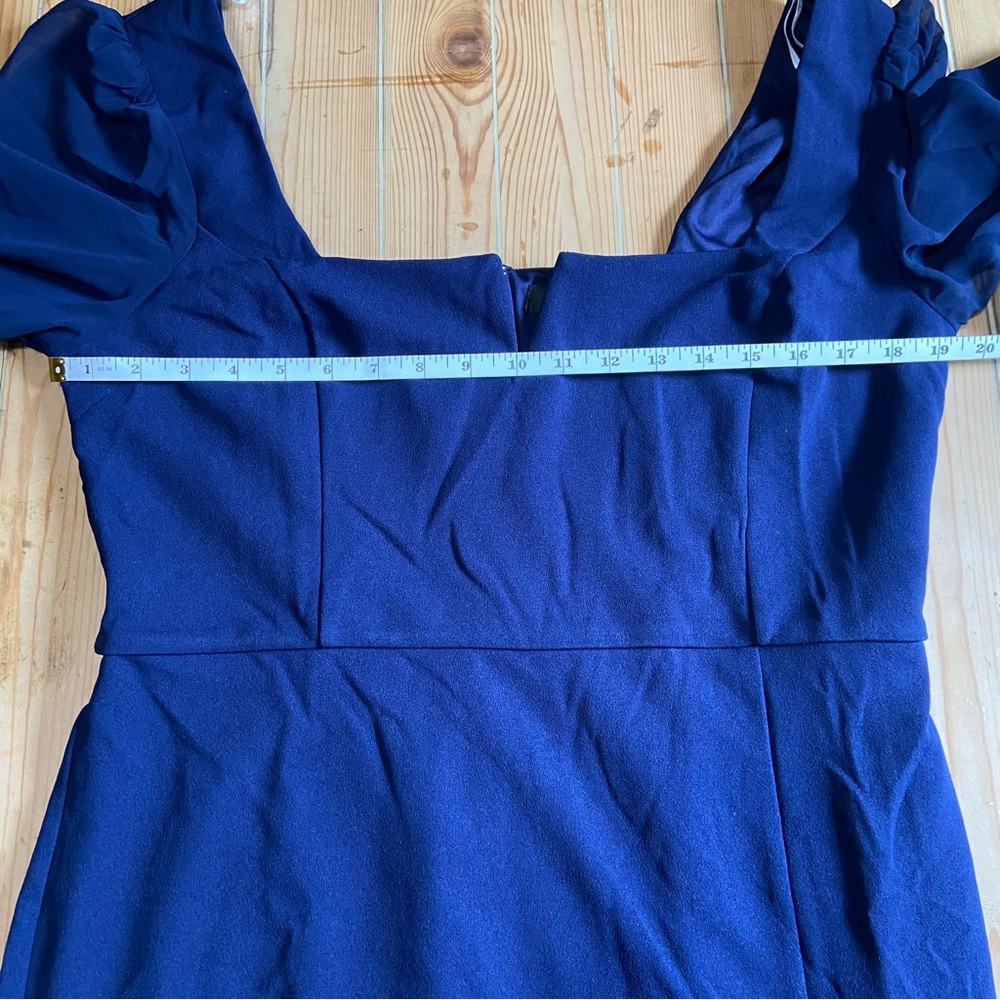 NWOT Lulus Composed Elegance Navy Balloon Sleeve Mermaid Maxi Dress - Picture 7 of 9